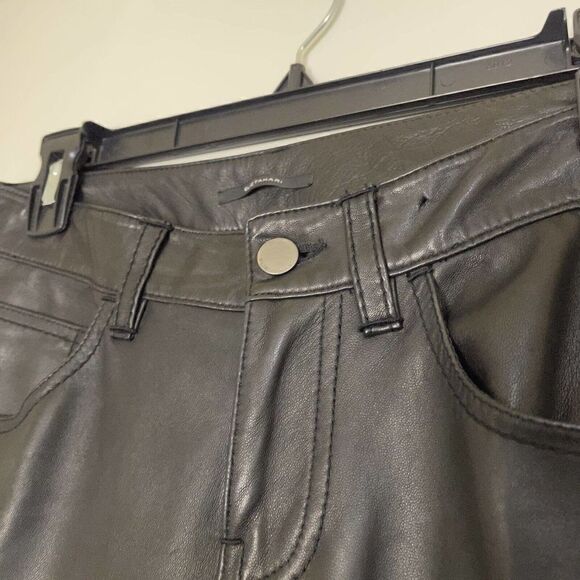 ELIE TAHARI black soft leather straight leg pants size US 2 - Picture 2 of 8